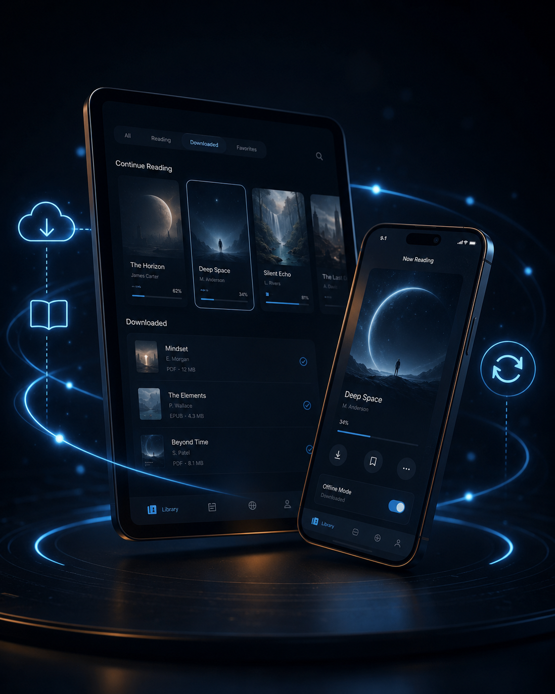 Smartphone e tablet exibindo o aplicativo Lelume